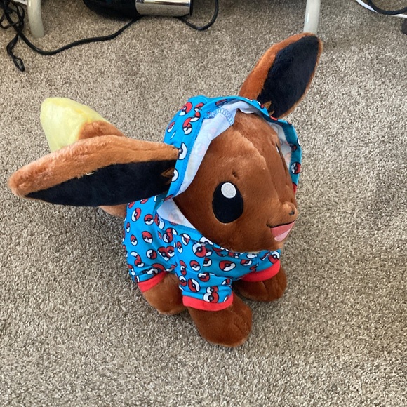 Build-A-Bear Other - Build-A-Bear Pokemon Evee Brown Plush with Blue Outfit
